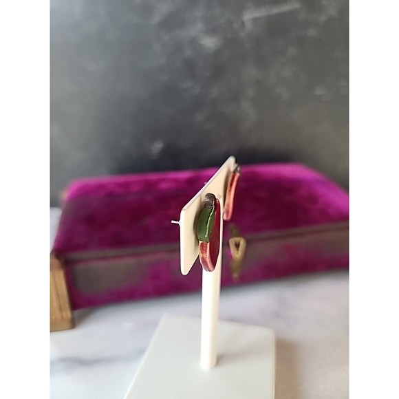 Vintage Ceramic Apple Stud Earrings - Picture 7 of 10